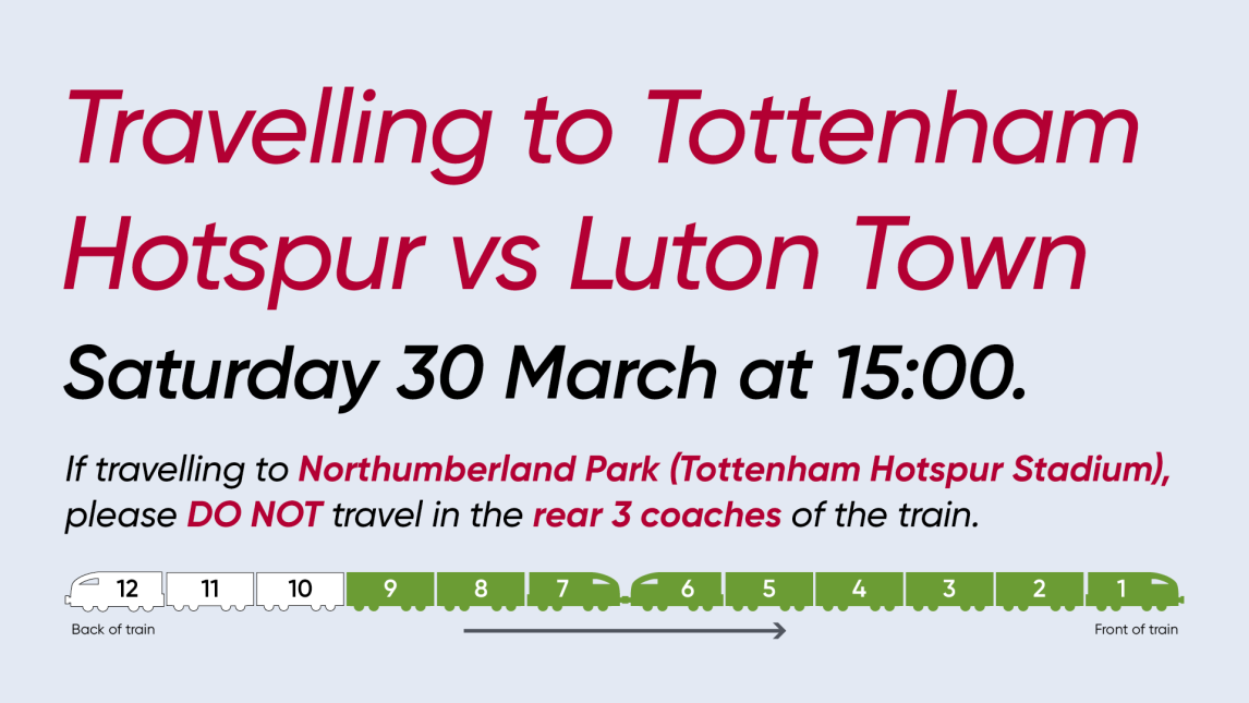 Travelling to Tottenham Hotspurs V Luton?